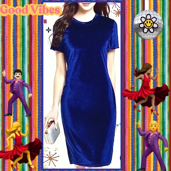 NWOT JRS XL VELOUR STRETCH MINI DRESS SHIMMERY SAPPHIRE BLUE BODYCON LIGHTWEIGHT - Picture 11 of 14